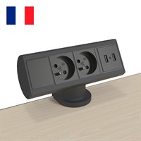 Axessline Desk - 2 socket type E, 2 USB-A charger, black